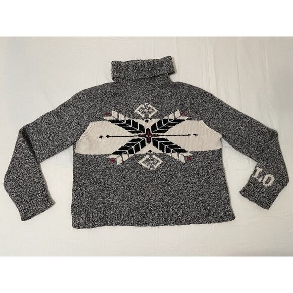Polo by Ralph Lauren Sweaters - Polo Ralph Lauren Women Sweater XL Gray Turtleneck Snowflake Logo Cashmere Blend